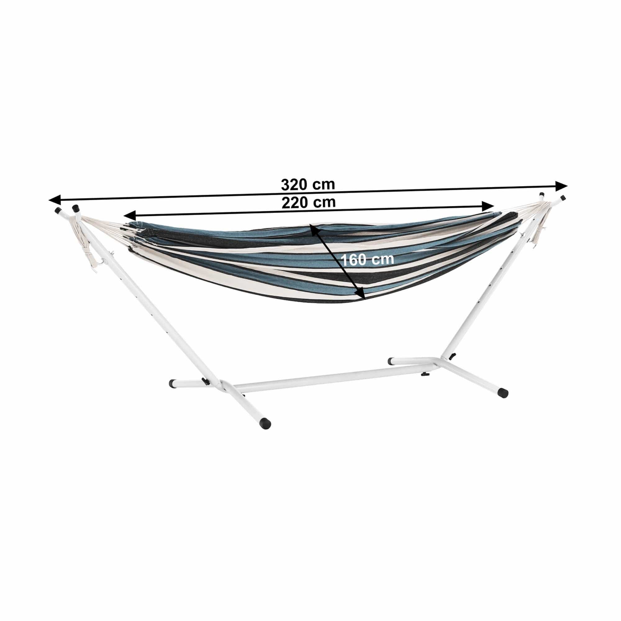 Hamac KABUKI, albastru/alb, bumbac/otel