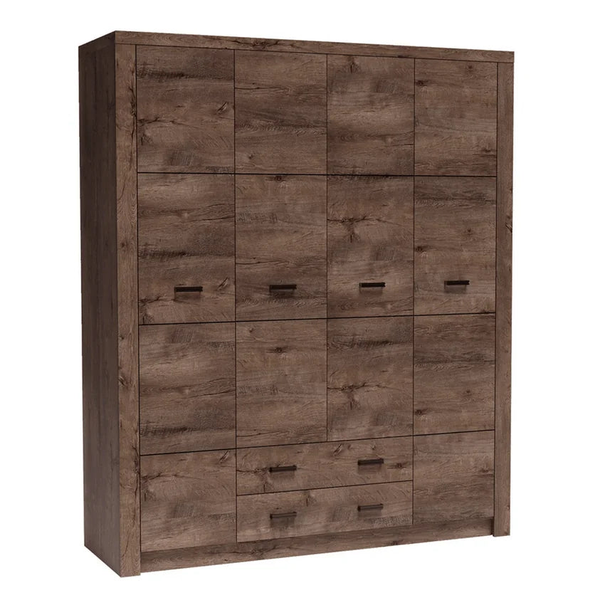 Dulap INFINITY I-18, frasin inchis, PAL melaminat, cu 4 usi si 2 sertare, 178x58x214 cm