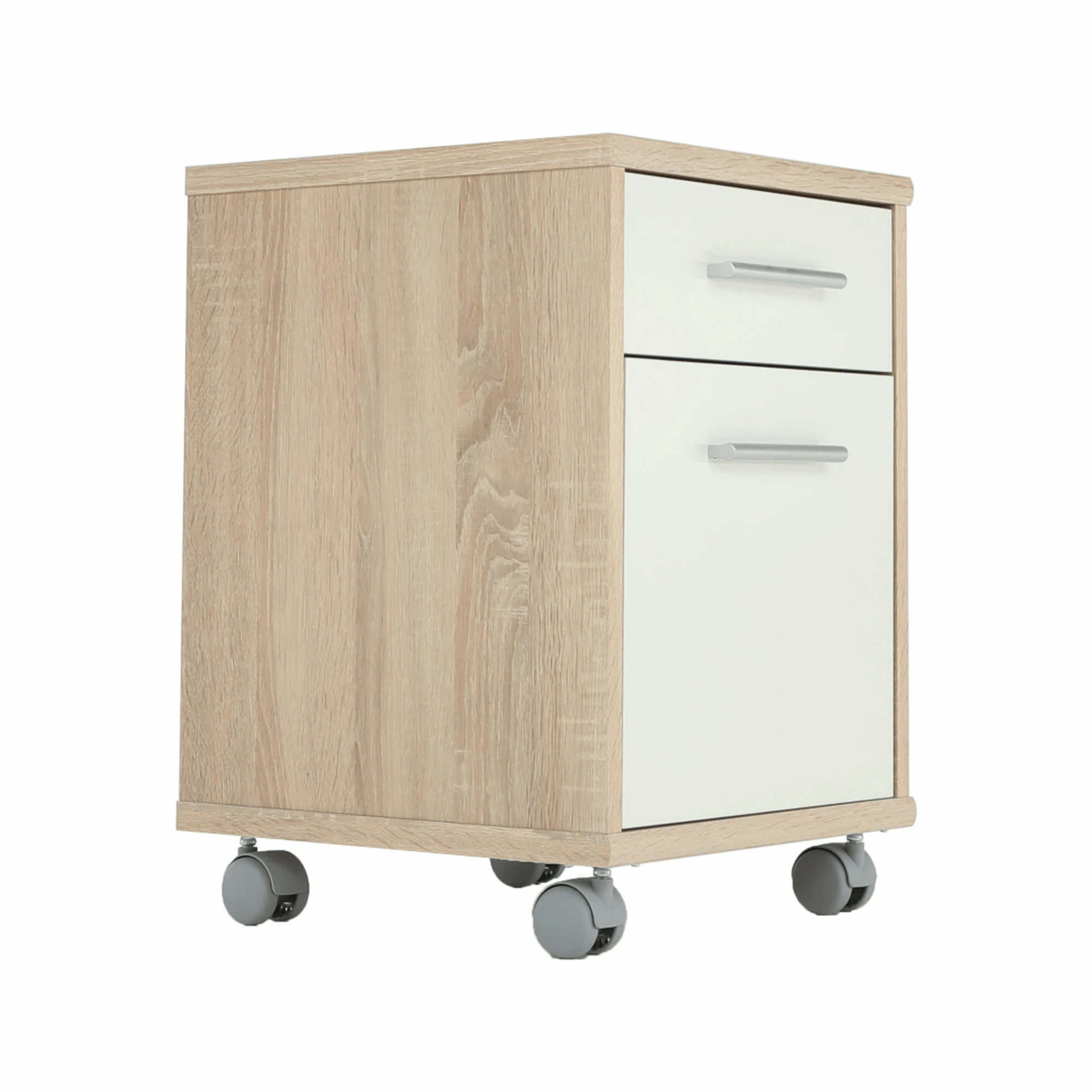 Noptiera JOHAN 2 NEW 07, stejar sonoma/alb, DTD laminat, 39x41x55 cm