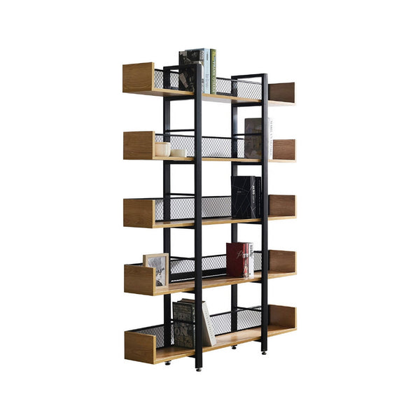 Biblioteca KILIS TIP 2, stejar/negru, PAL laminat, 120x30x180 cm