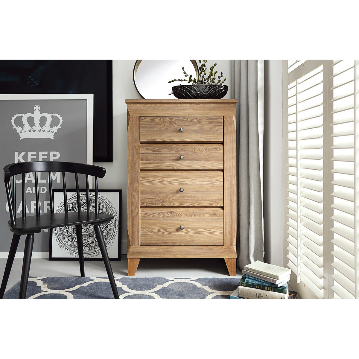 Comoda BERGEN KOM4S, stejar auriu, PAL, 72x47x116 cm