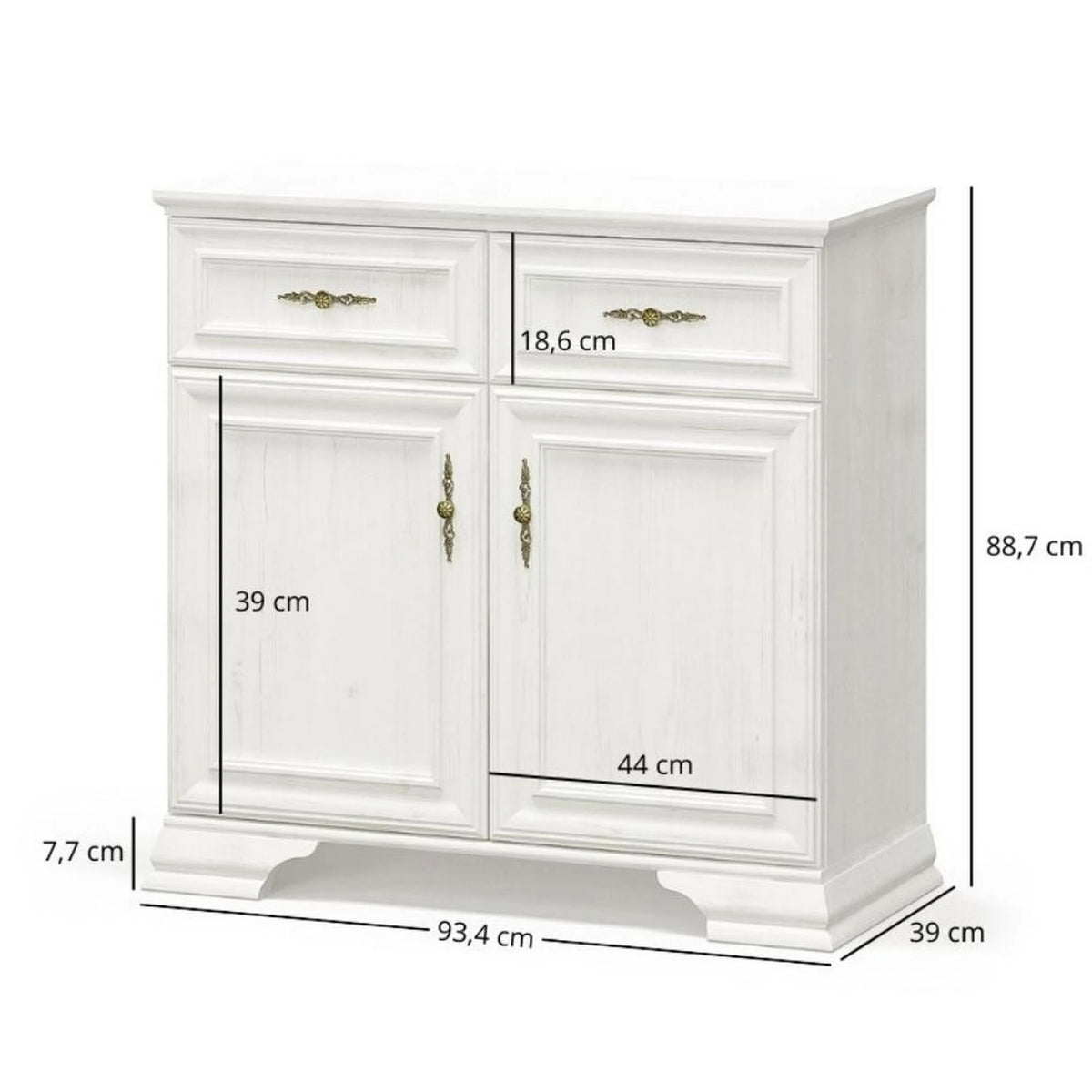 Comoda pin alb anderson IRYS, PAL laminat, 93x39x89 cm