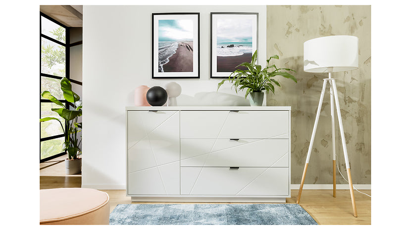 Comoda FORN, alb lucios, PAL, 156x42.5x93 cm