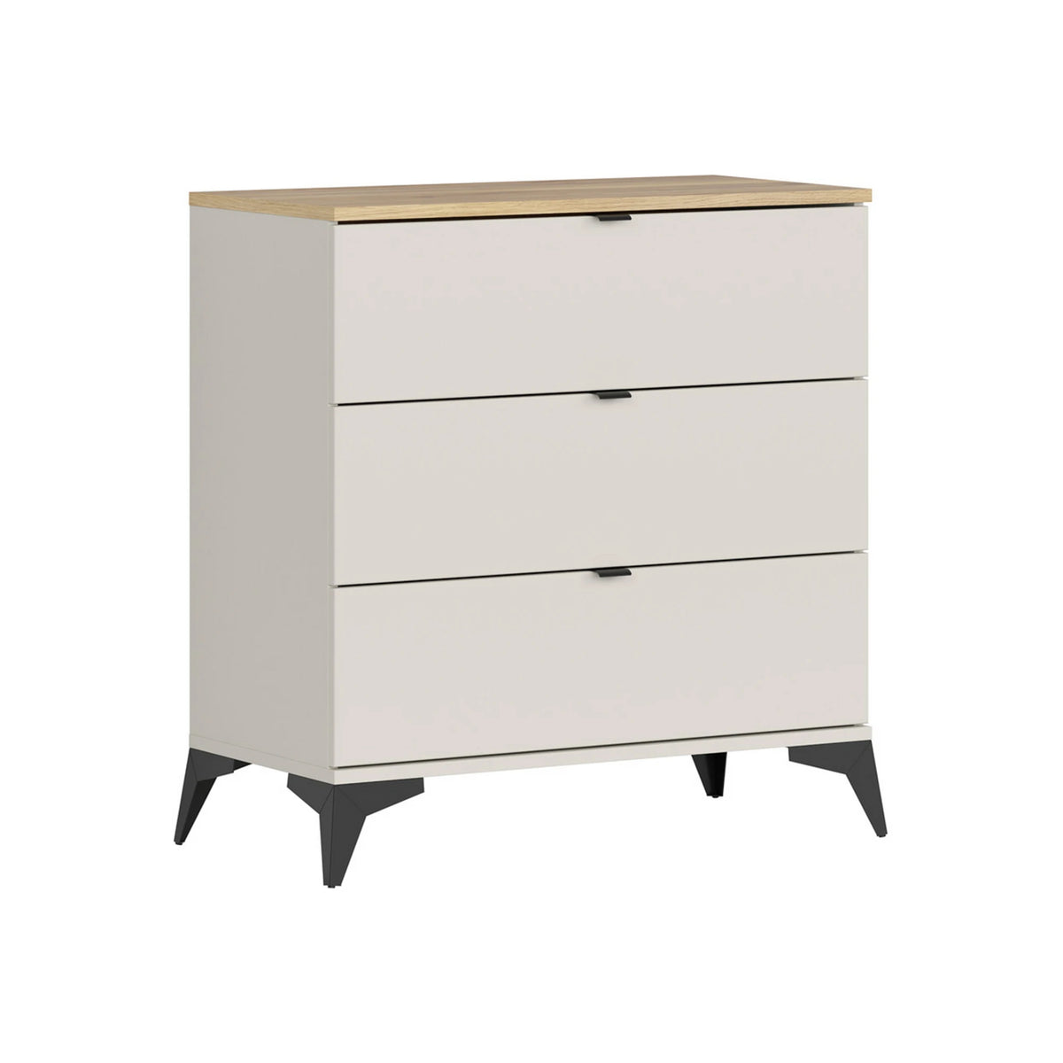 Set dormitor GLAMOUR, casmir/stejar, pat 160x200, dulap cu 3 usi, 2 noptiere si o comoda