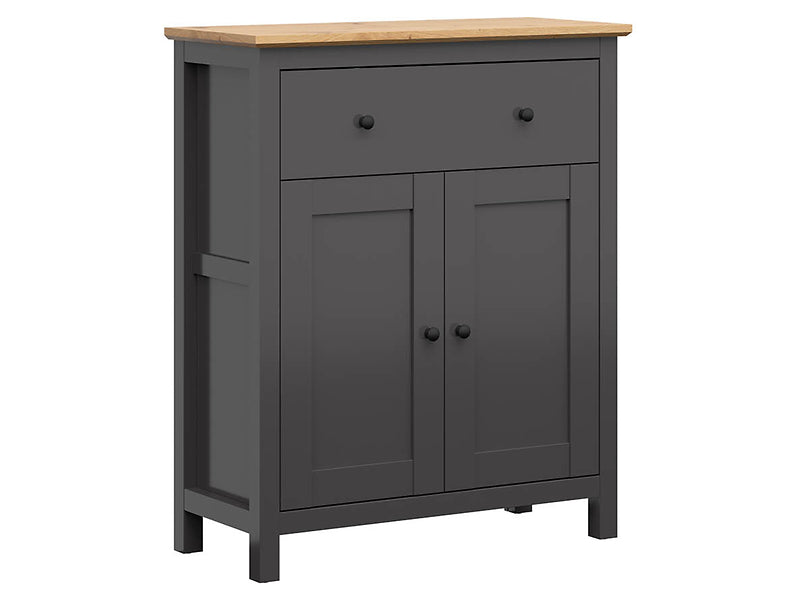 Comoda HESEN, gri grafit/stejar artisan, PAL melaminat, 101x44x121 cm