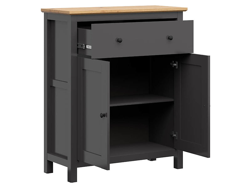 Comoda HESEN, gri grafit/stejar artisan, PAL melaminat, 101x44x121 cm