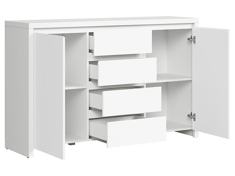 Comoda KASPIAN KOM2D4S, alb, PAL, 144x41x92 cm