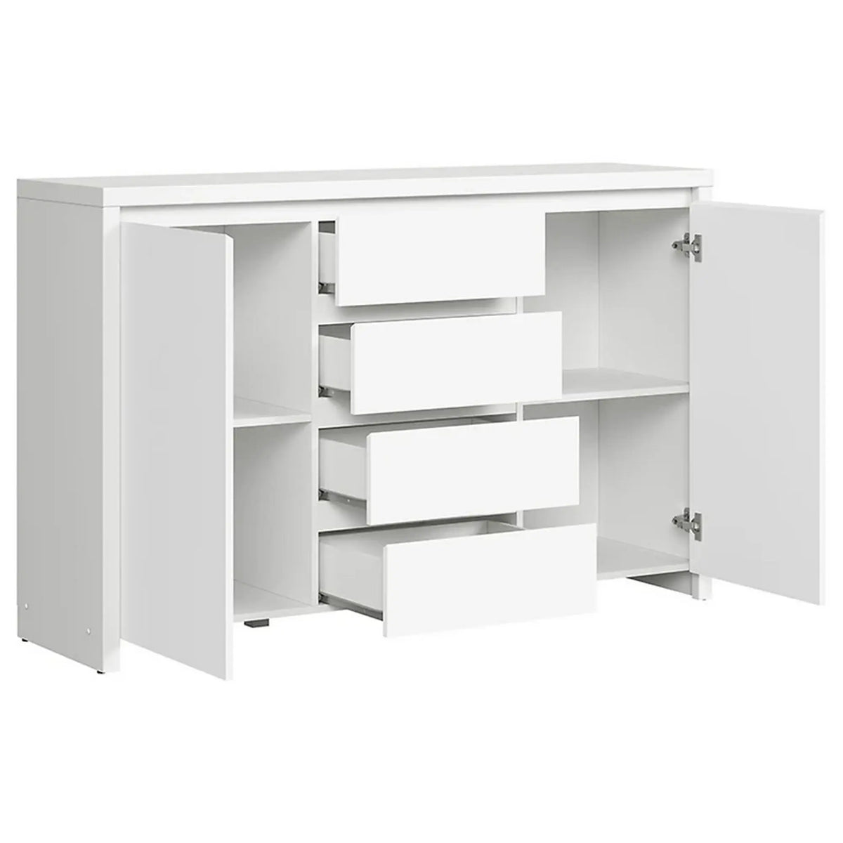 Comoda KASPIAN KOM2D4S, alb, PAL, 144x41x92 cm