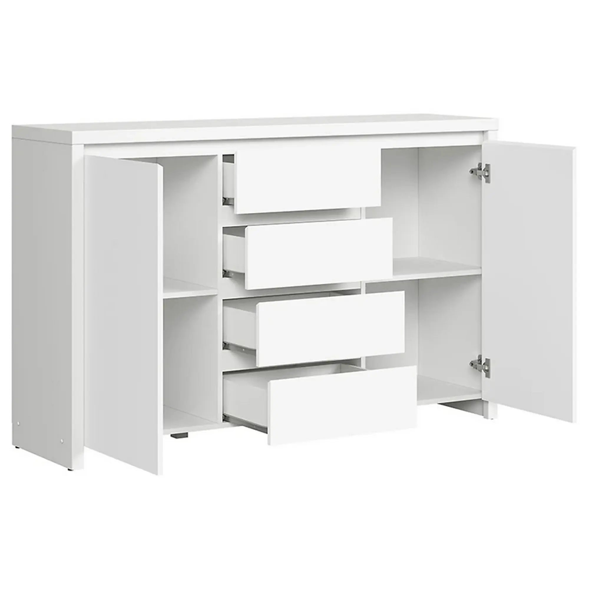 Comoda KASPIAN KOM2D4S, alb, PAL, 144x41x92 cm