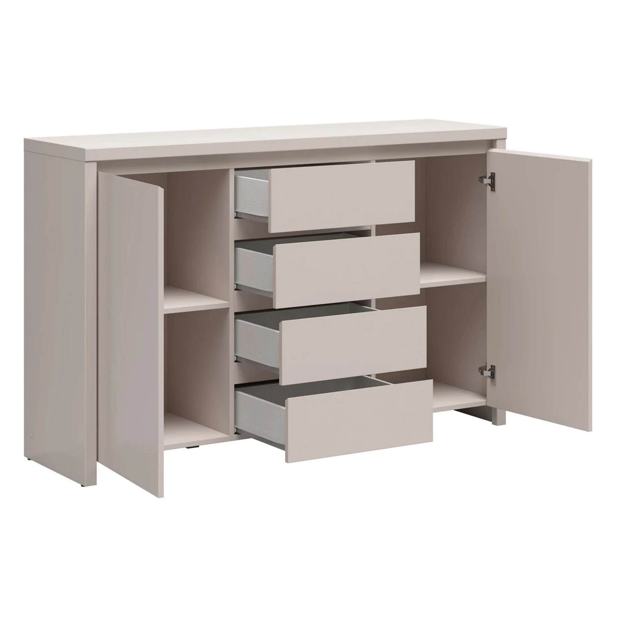 Set dormitor KASPIAN 1, casmir, pat 160x200, dulap cu 5 usi si 2 sertare, 2 noptiere si o comoda