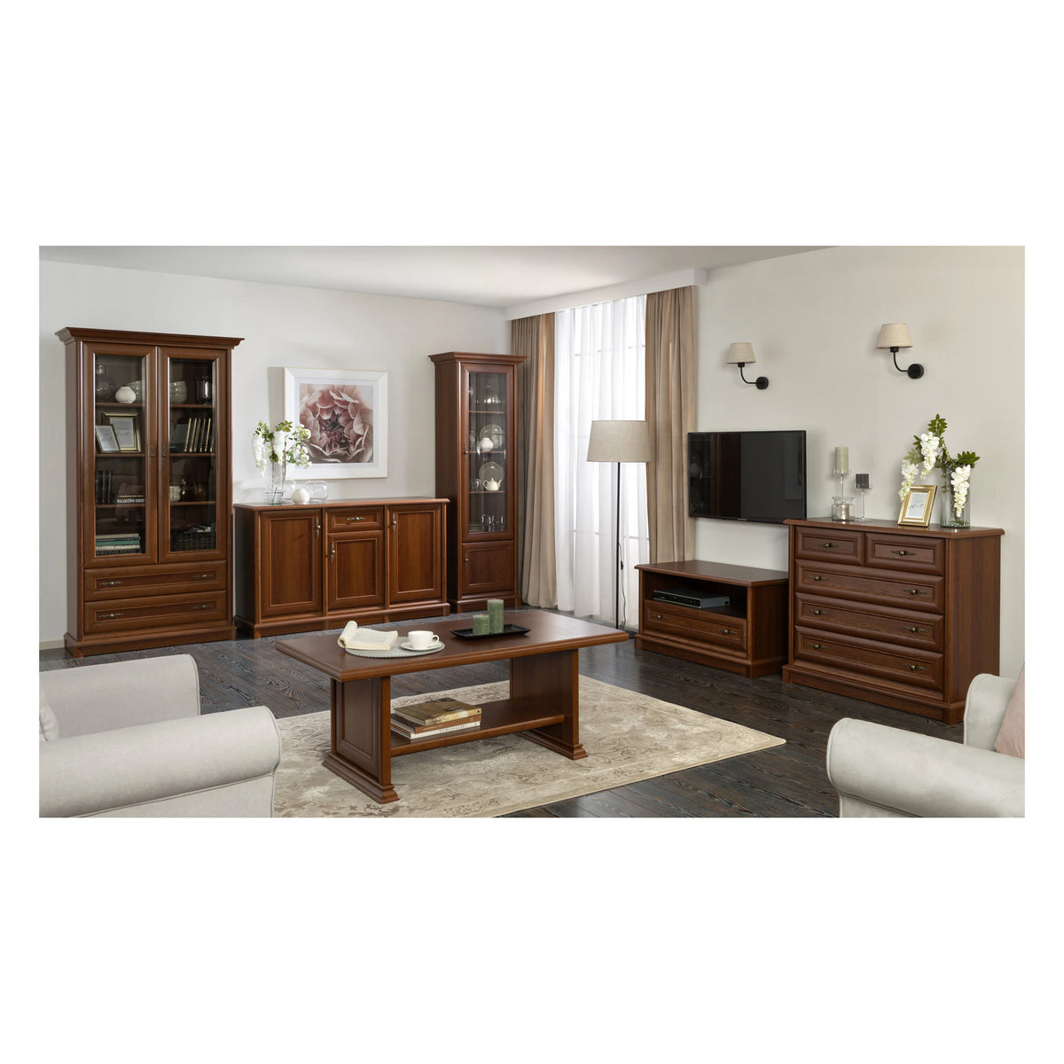 Comoda clasica KENT EKOM3D1S, castan, PAL, 154x45x91 cm