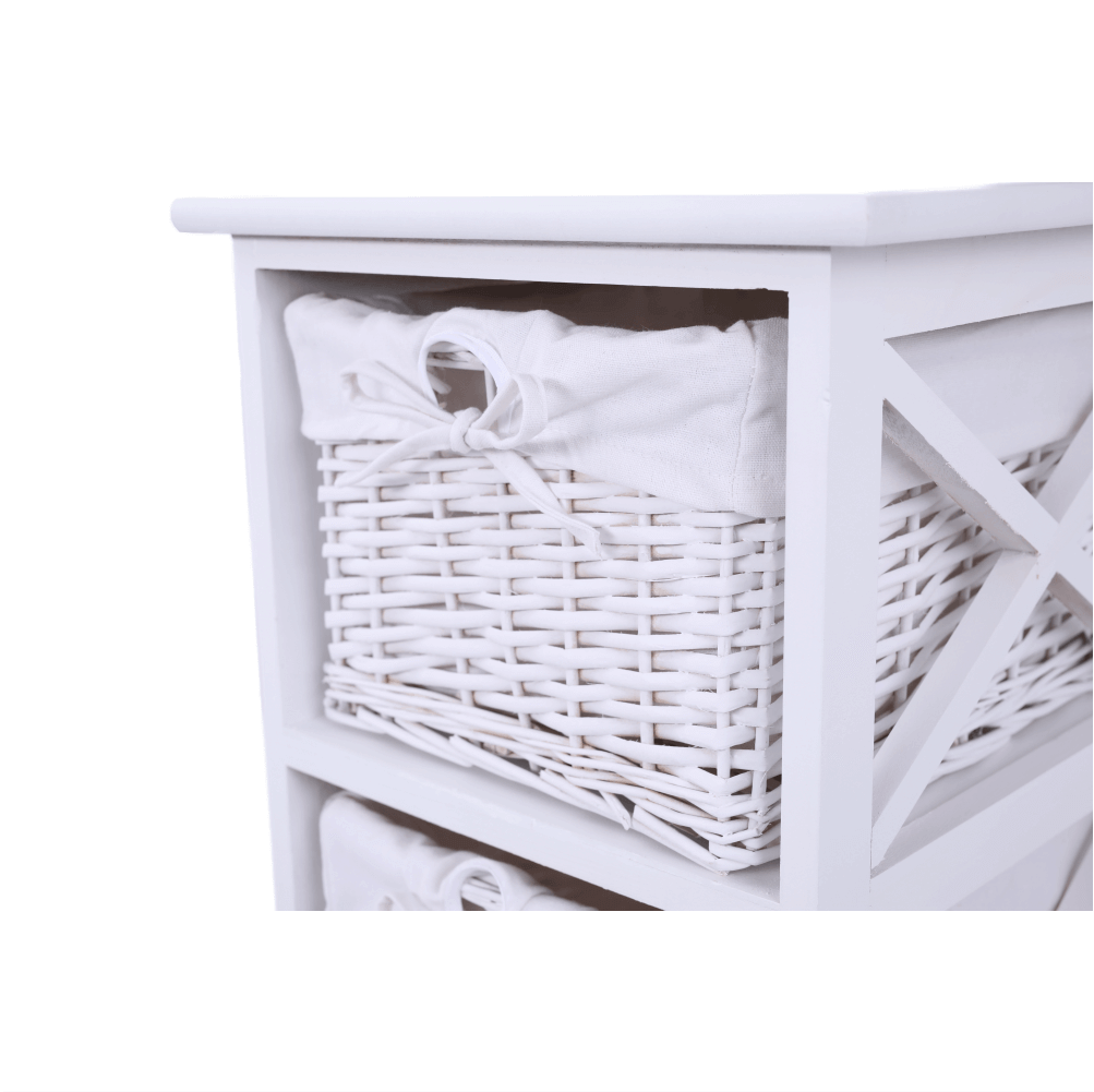 Organizator RAFAELLO 3, lemn/rachita, alb, 36x37x76 cm