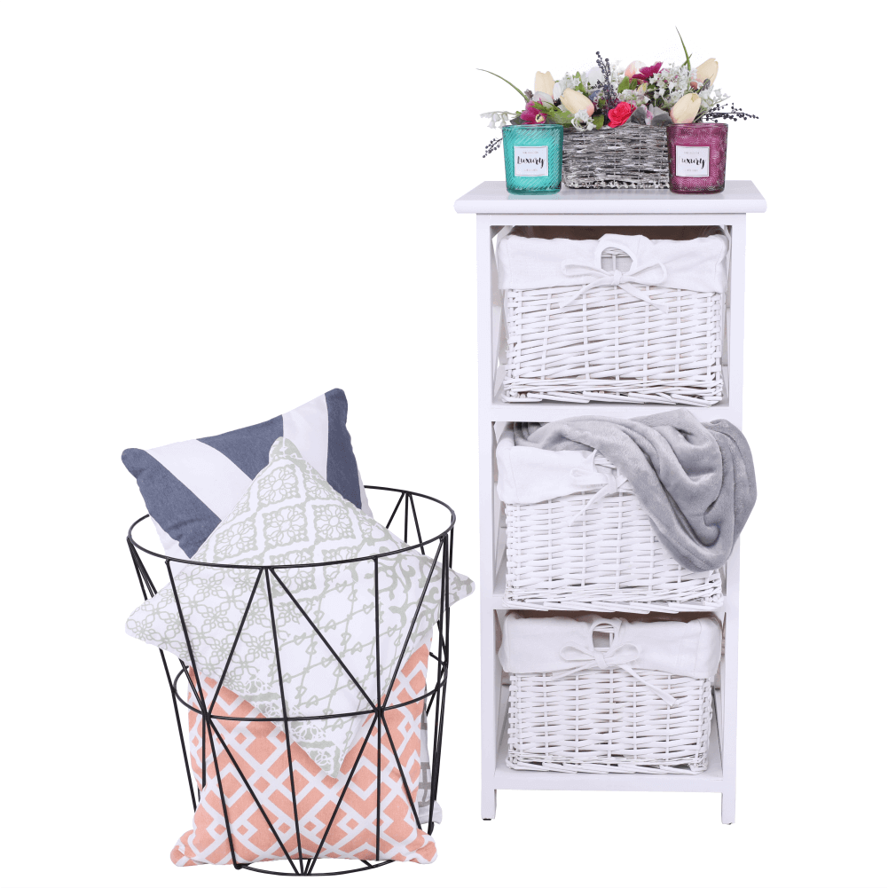 Organizator RAFAELLO 3, lemn/rachita, alb, 36x37x76 cm