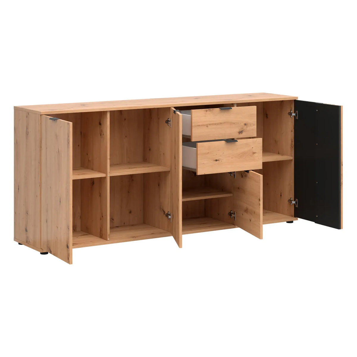 Comoda VABRES, stejar artisan/negru mat, PAL laminat, 195x40x87 cm