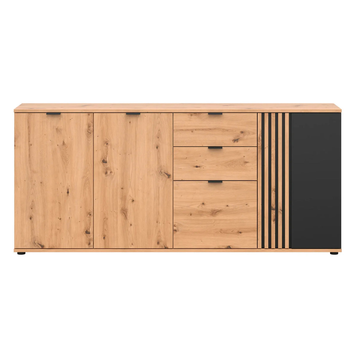 Comoda VABRES, stejar artisan/negru mat, PAL laminat, 195x40x87 cm