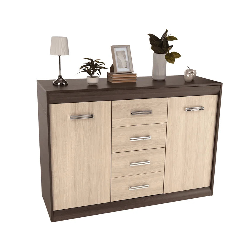 Comoda KORINA, stejar/wenge, DTD laminat, 140x48x100 cm