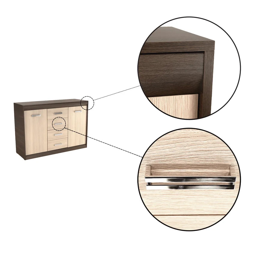 Comoda KORINA, stejar/wenge, DTD laminat, 140x48x100 cm