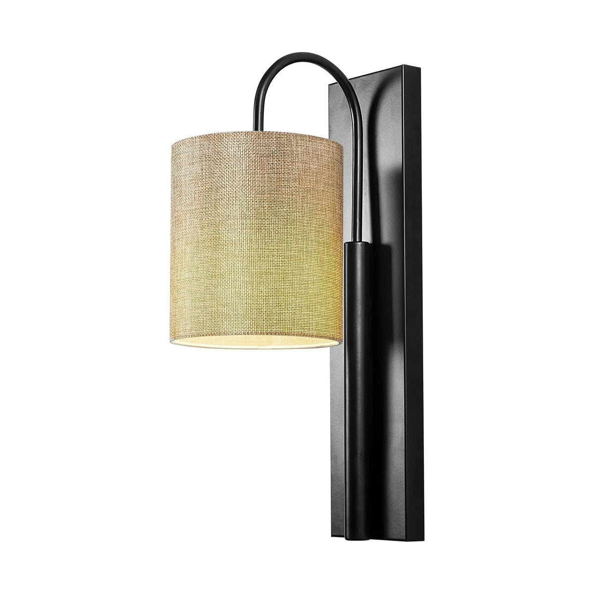Lampa perete BASTON-3461, negru/crem, metal/material textil, 14x20x42 cm