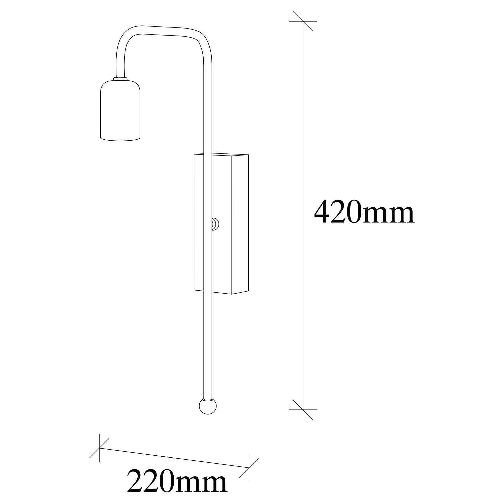 Lampa perete MUM-3502, negru, metal, 6x22x42 cm