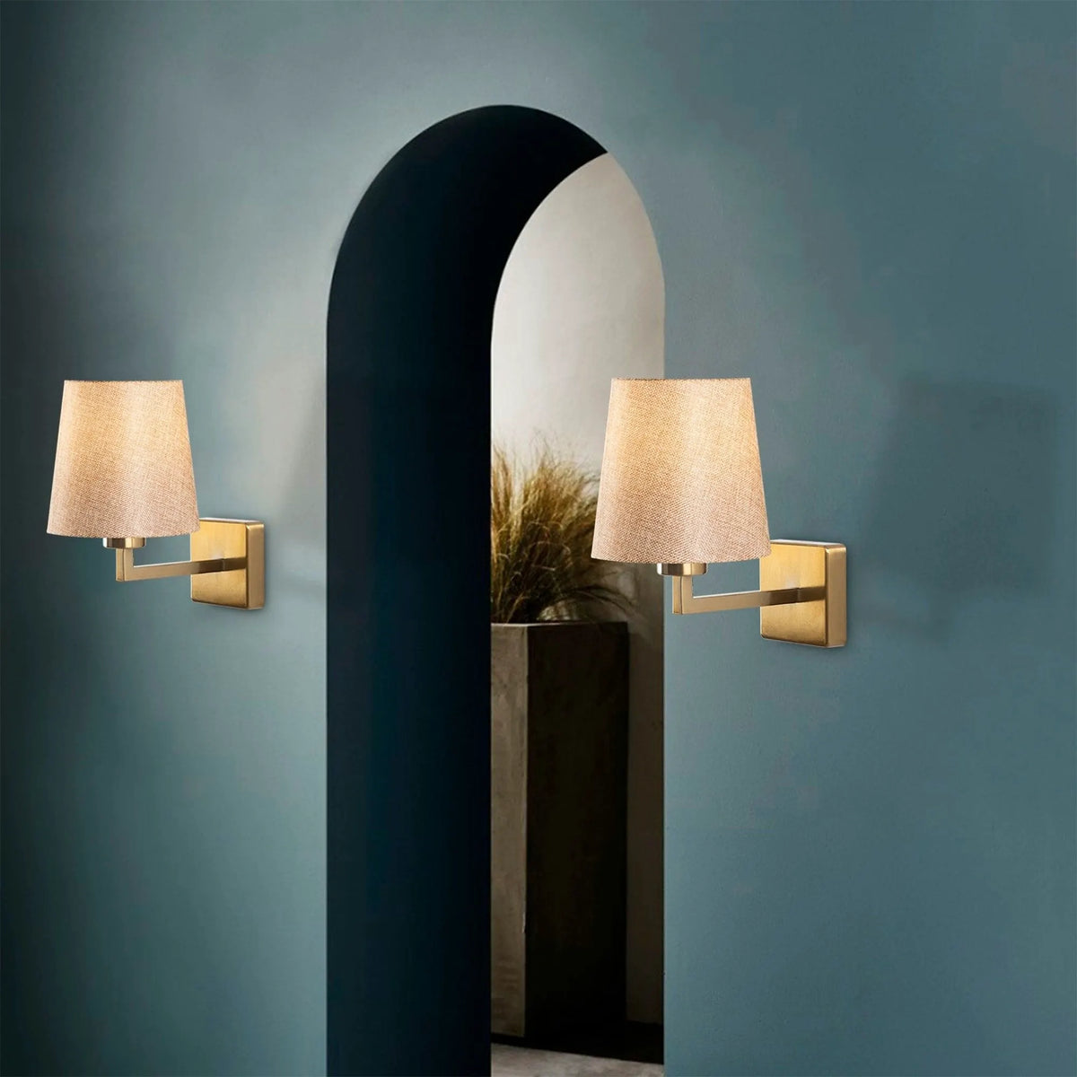 Lampa perete PROFIL 4651, auriu/bej, metal/material textil, 18x24x30 cm
