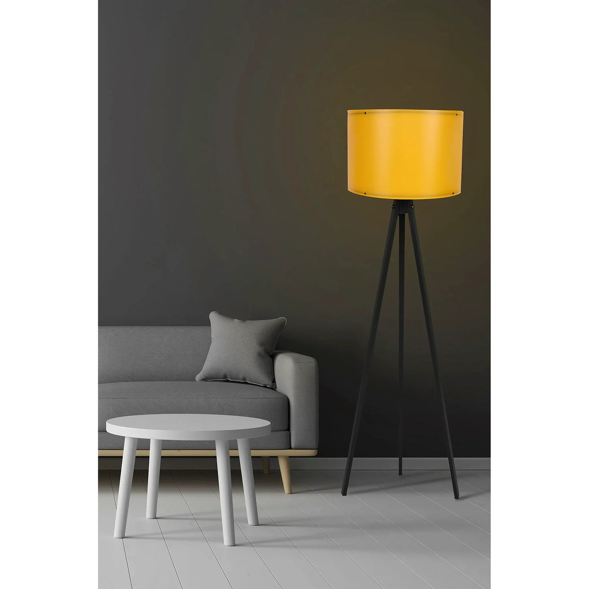 Lampadar 114, galben/negru, MDF/polipropilenă, 38x145 cm