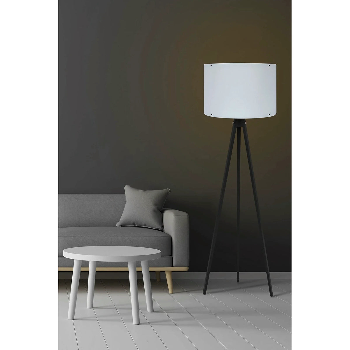 Lampadar 129, alb/negru, MDF/polipropilenă, 38x160 cm