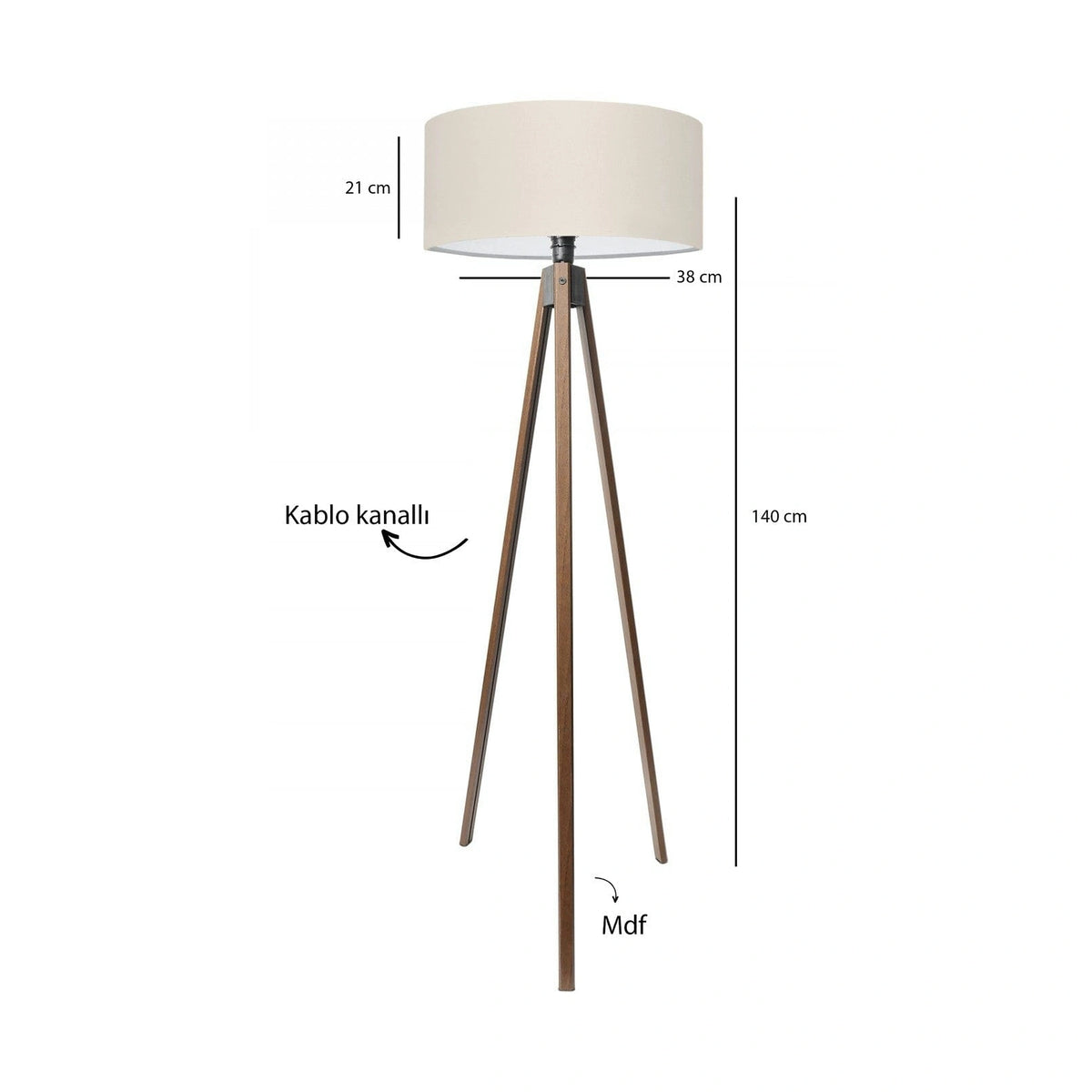 Lampadar AYD-3685, crem/stejar, 38x140 cm