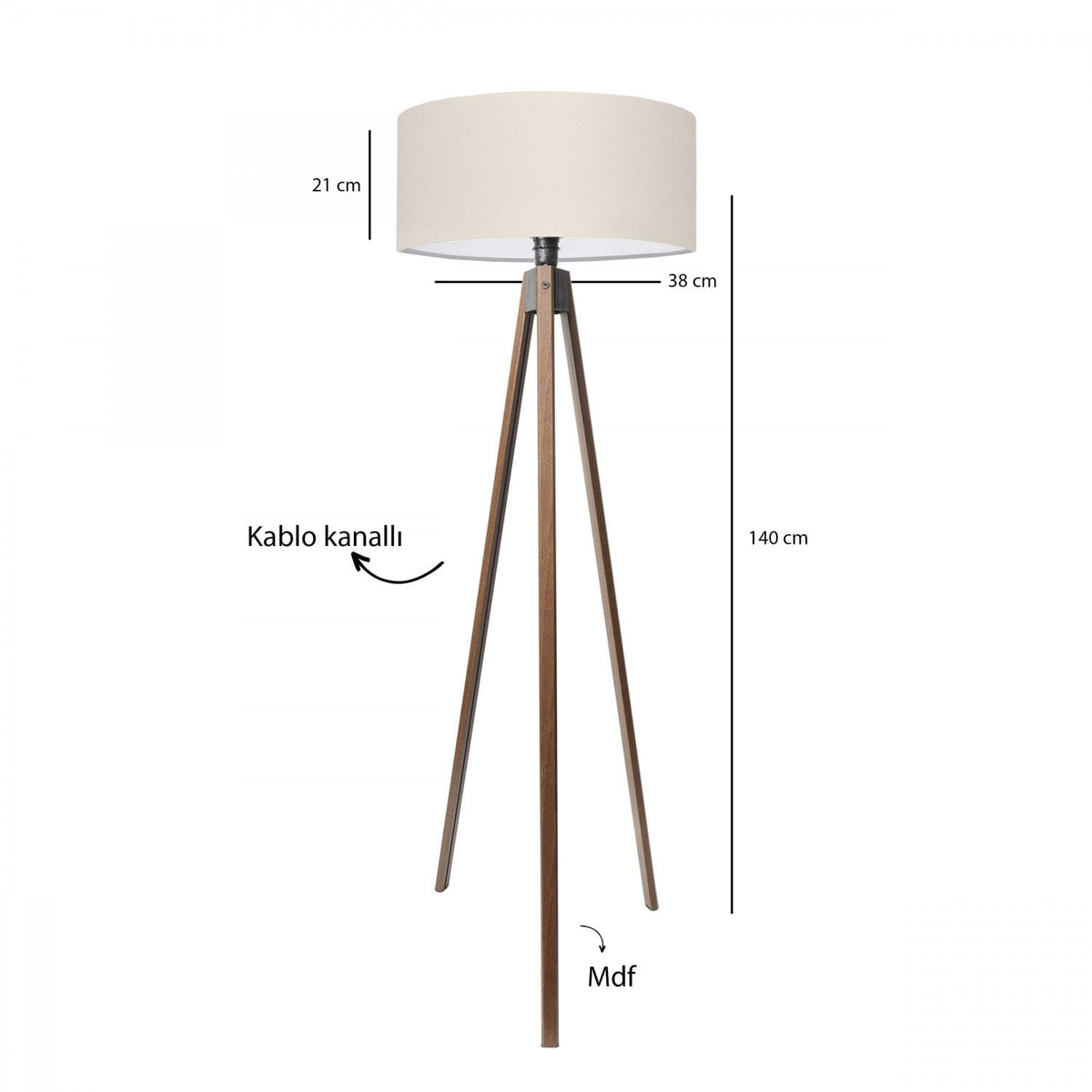 Lampadar AYD-3685, crem/stejar, 38x140 cm