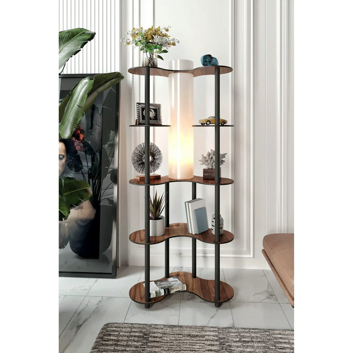 Lampadar KS-11113, nuc, MDF/hârtie,PVC, 65x150 cm