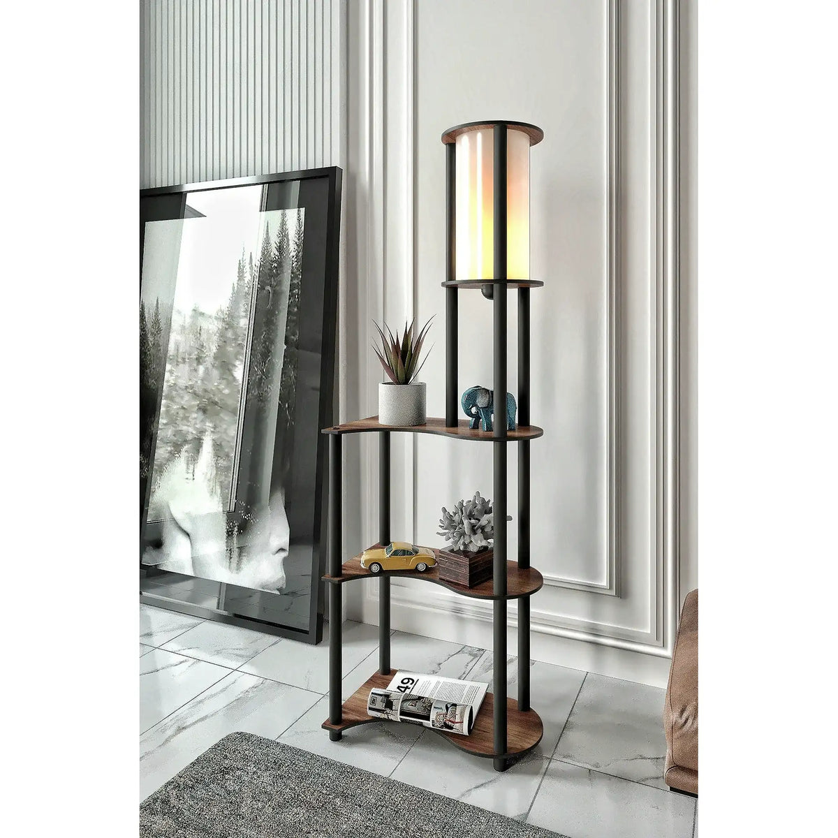 Lampadar KS-11117, nuc, MDF/hârtie,PVC, 50x140 cm