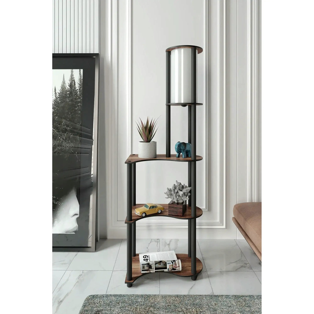 Lampadar KS-11117, nuc, MDF/hârtie,PVC, 50x140 cm