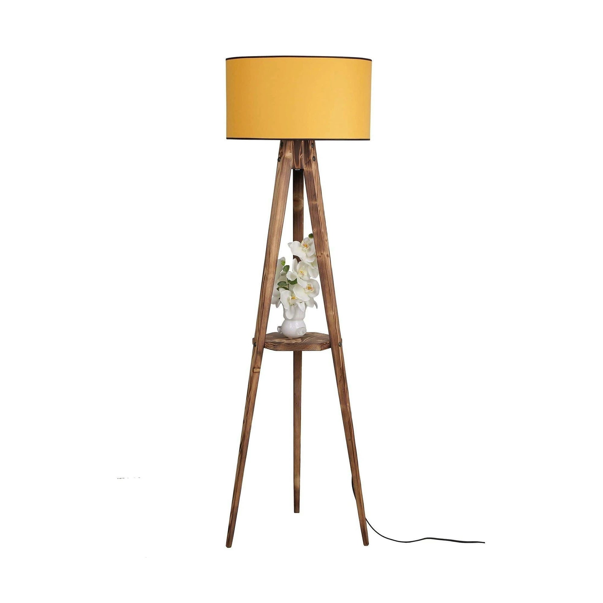 Lampadar SEHBALI, stejar/galben, lemn/material textil, 45x153 cm