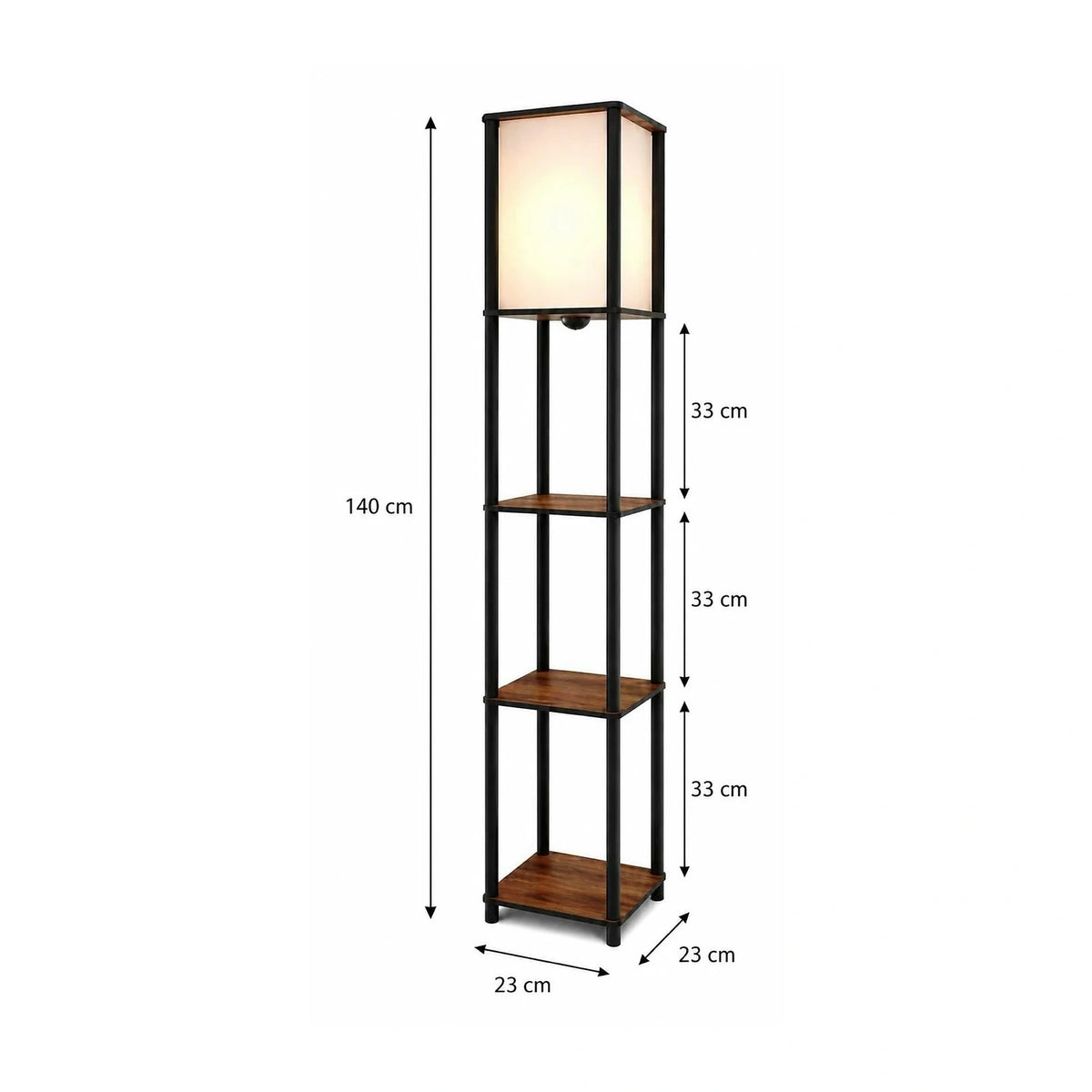 Lampadar TIERSHELFLAMPZ2, nuc, MDF/hârtie, 23x140 cm