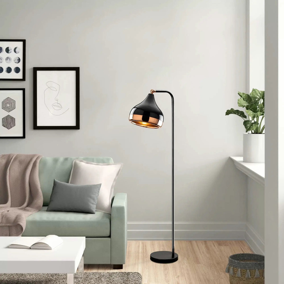 Lampadar YILDO 6906, negru/cupru, metal, 17x120 cm