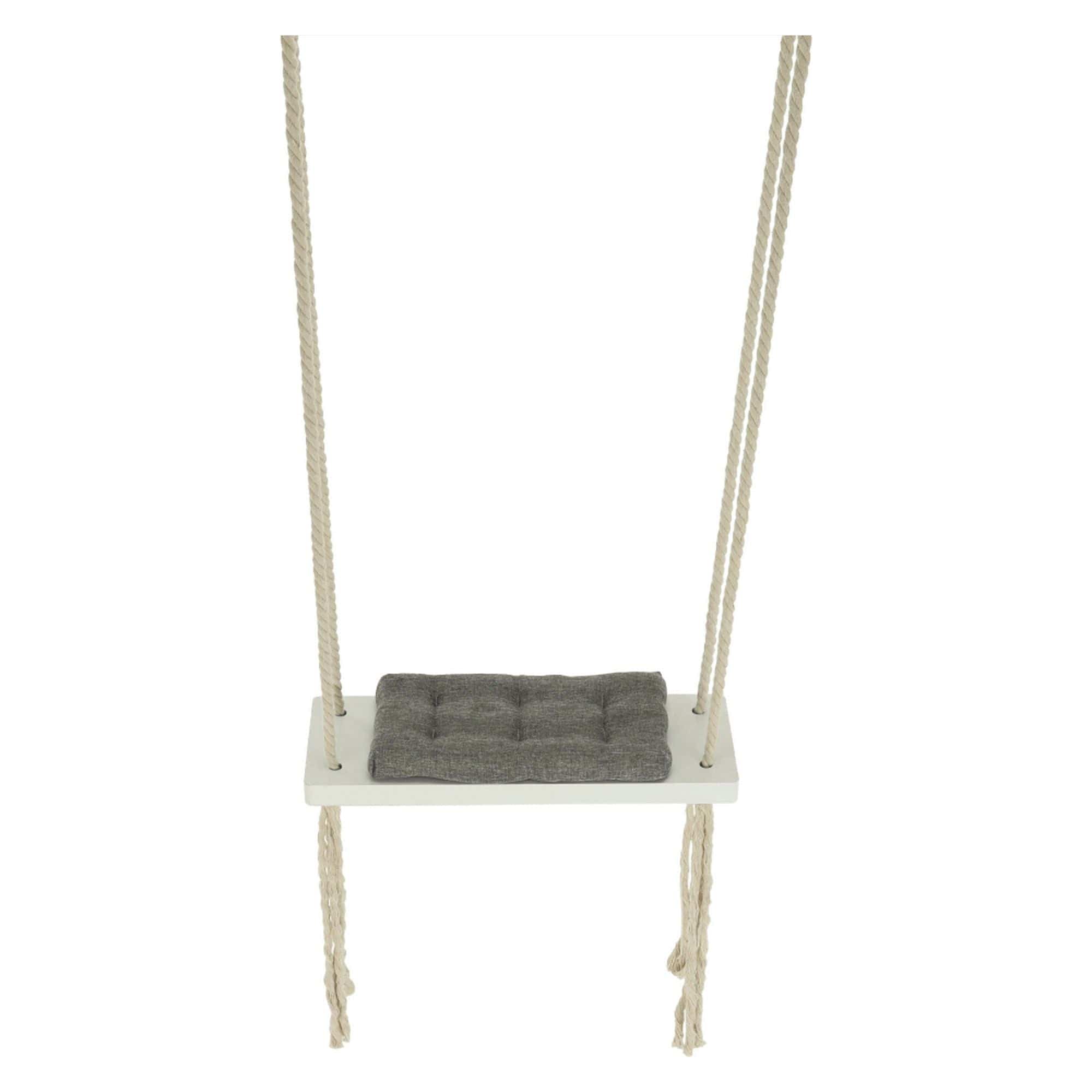 Leagan copii SVING, bej/alb, lemn/franghie, 50x18x3 cm