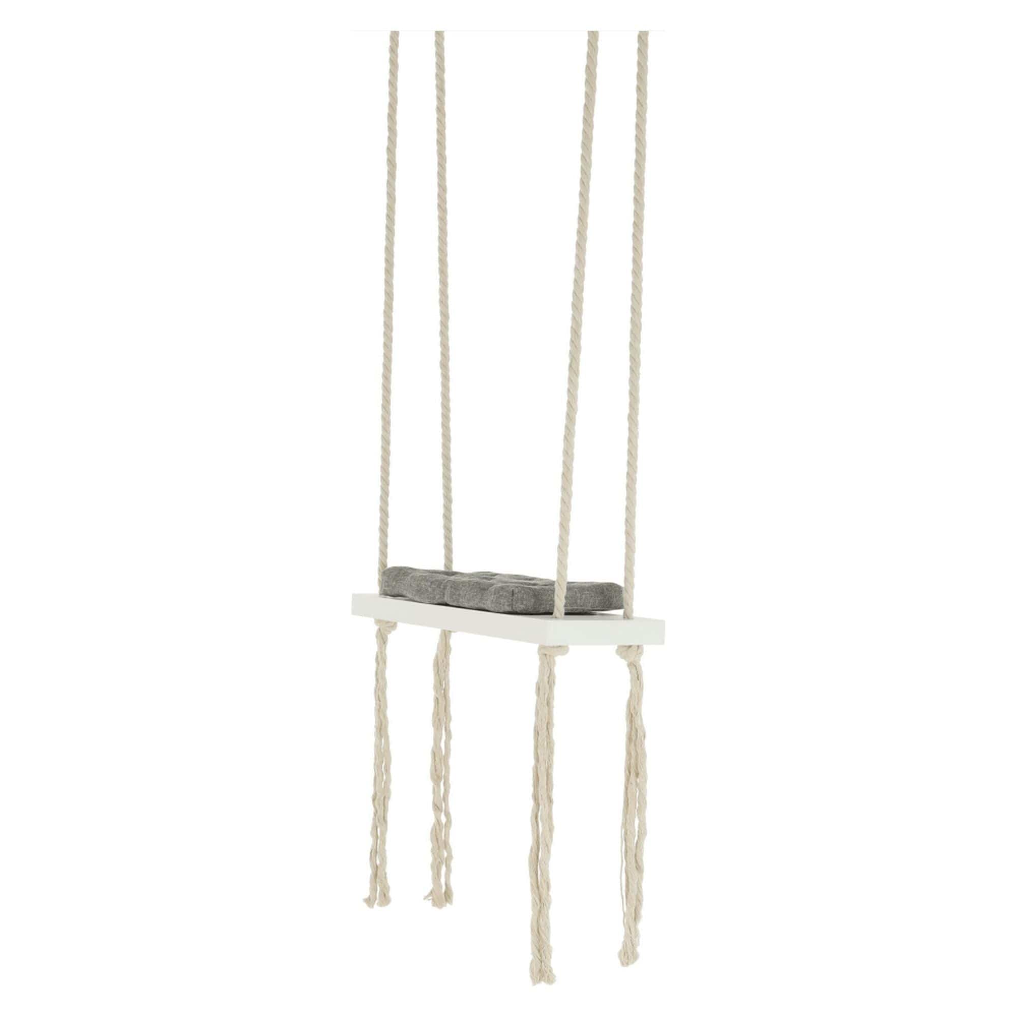 Leagan copii SVING, bej/alb, lemn/franghie, 50x18x3 cm