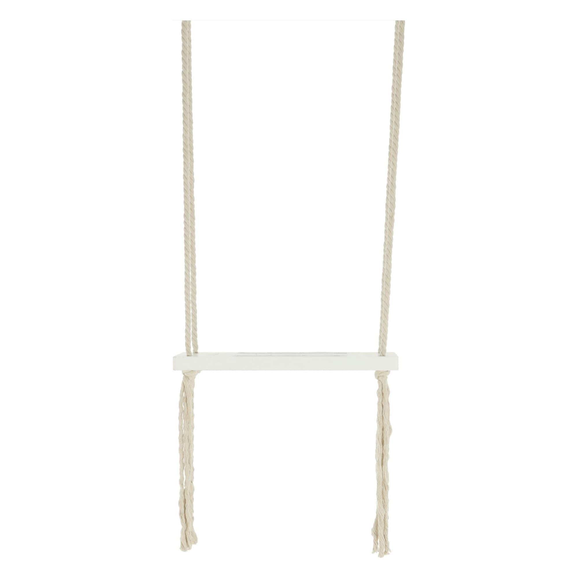 Leagan copii SVING, bej/alb, lemn/franghie, 50x18x3 cm