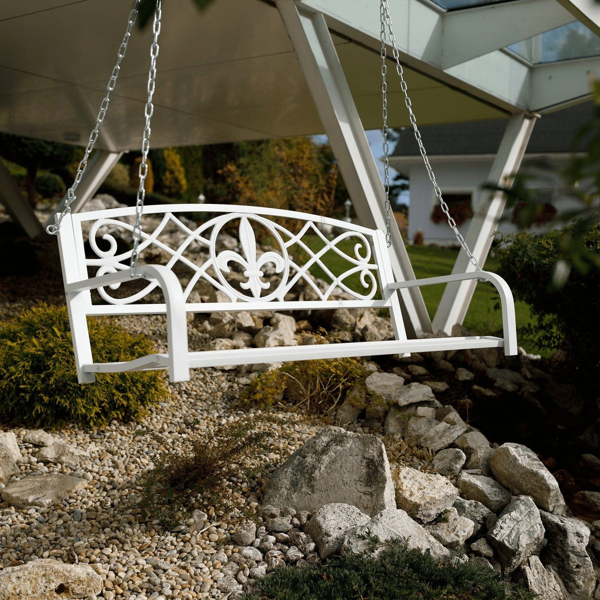 Leagan gradina ABEA, alb, metal, 127x56x52 cm