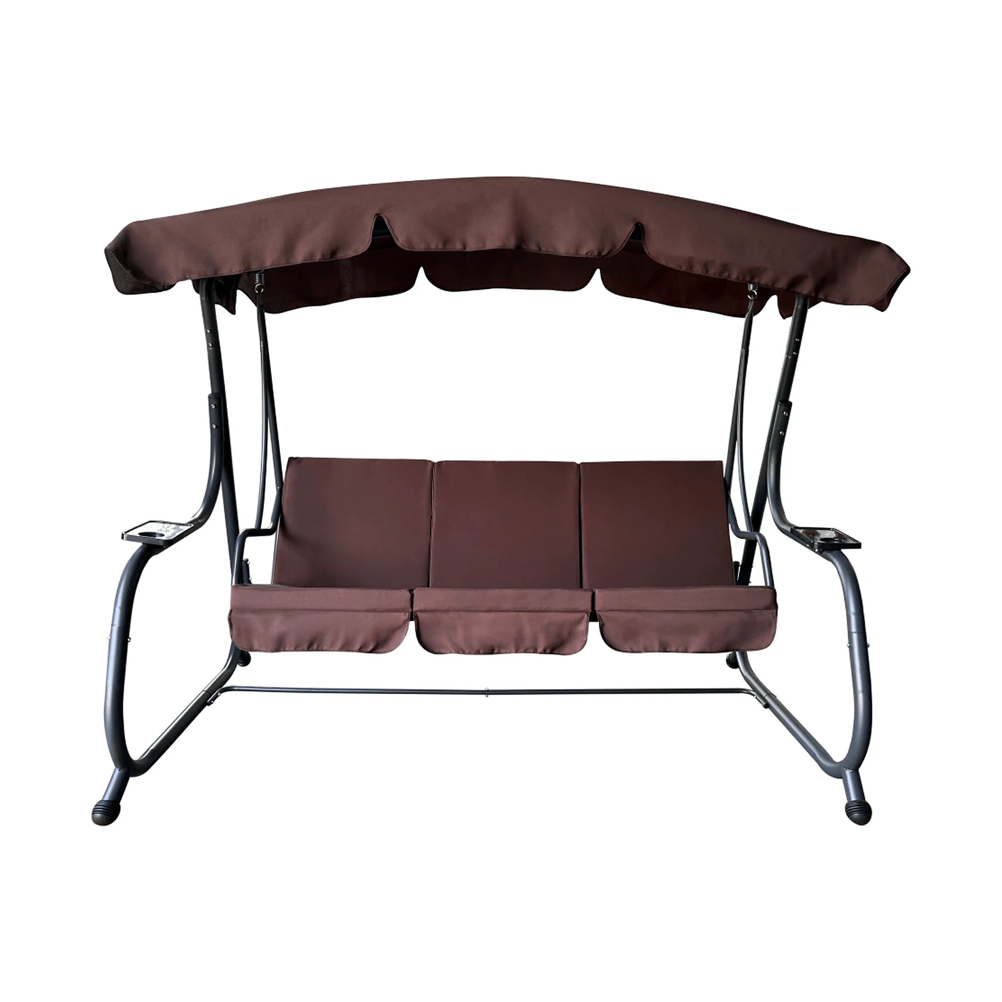 Leagan gradina EILANA, maro/gri inchis, material textil/metal, 220x138x178 cm