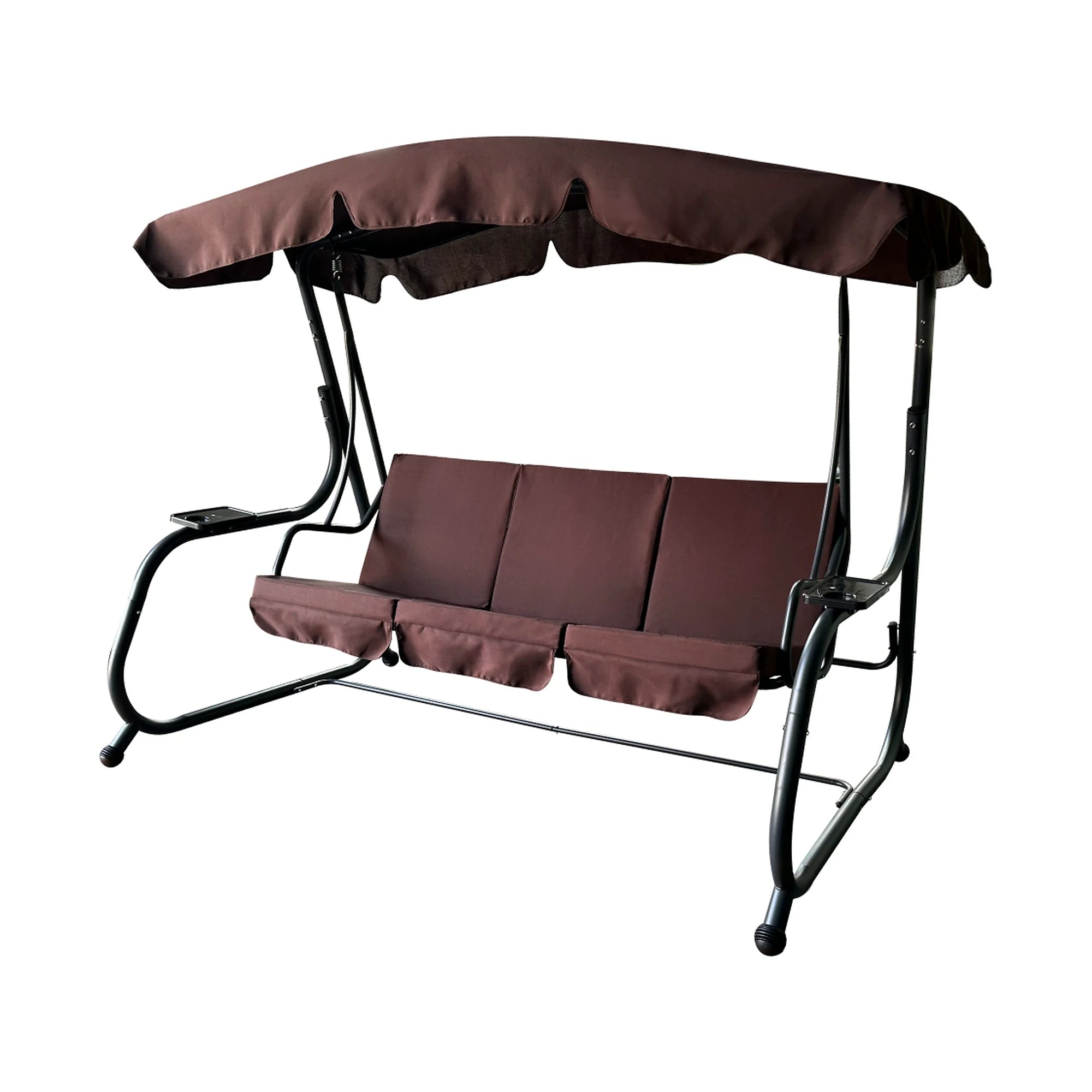 Leagan gradina EILANA, maro/gri inchis, material textil/metal, 220x138x178 cm
