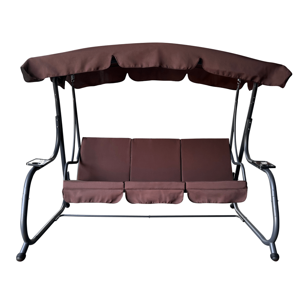 Leagan gradina EILANA, maro/gri inchis, material textil/metal, 220x138x178 cm