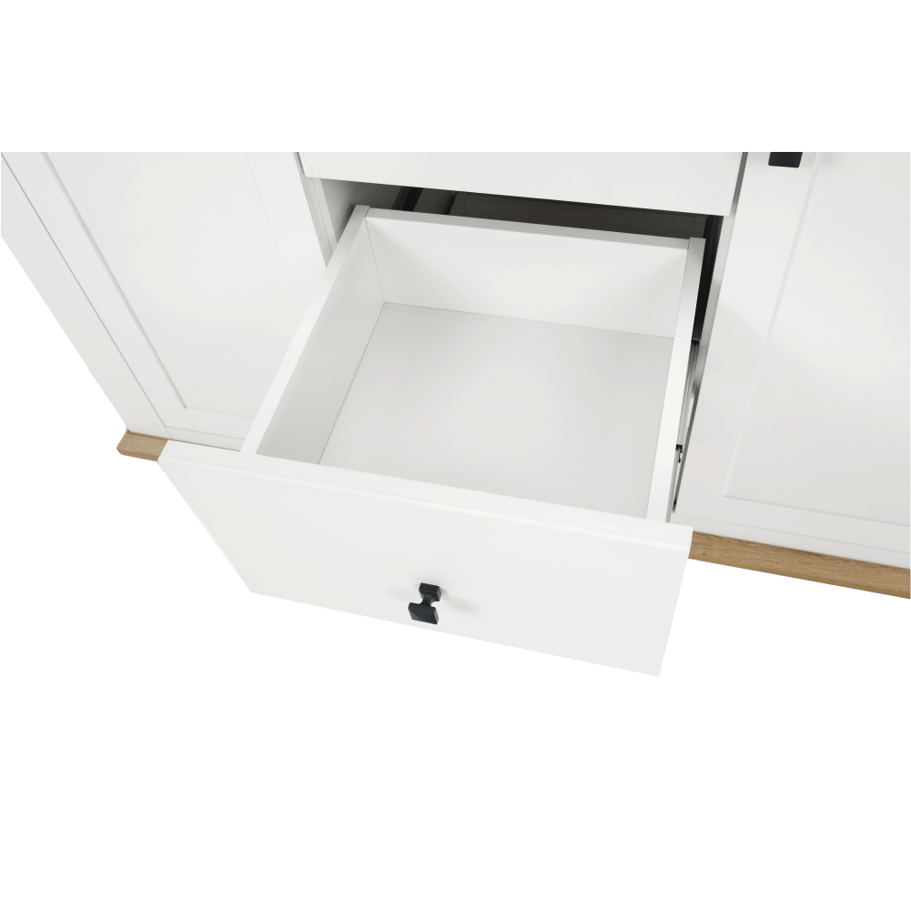 Comoda LEON MZ11, DTD laminat, alb/stejar grand, 140x45x87 cm