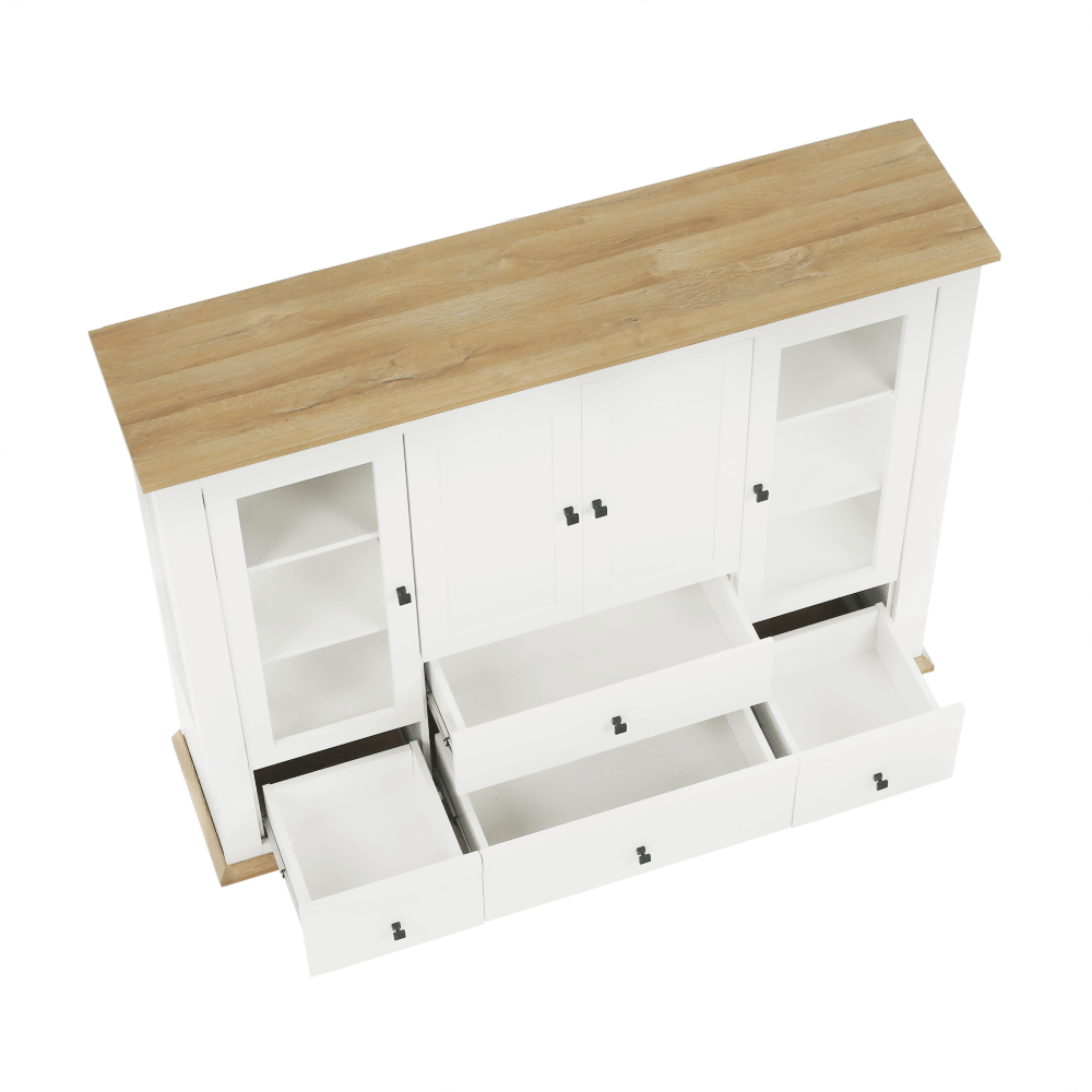 Vitrina LEON MZ6, alb/stejar deschis, PAL laminat, 165x40x130 cm