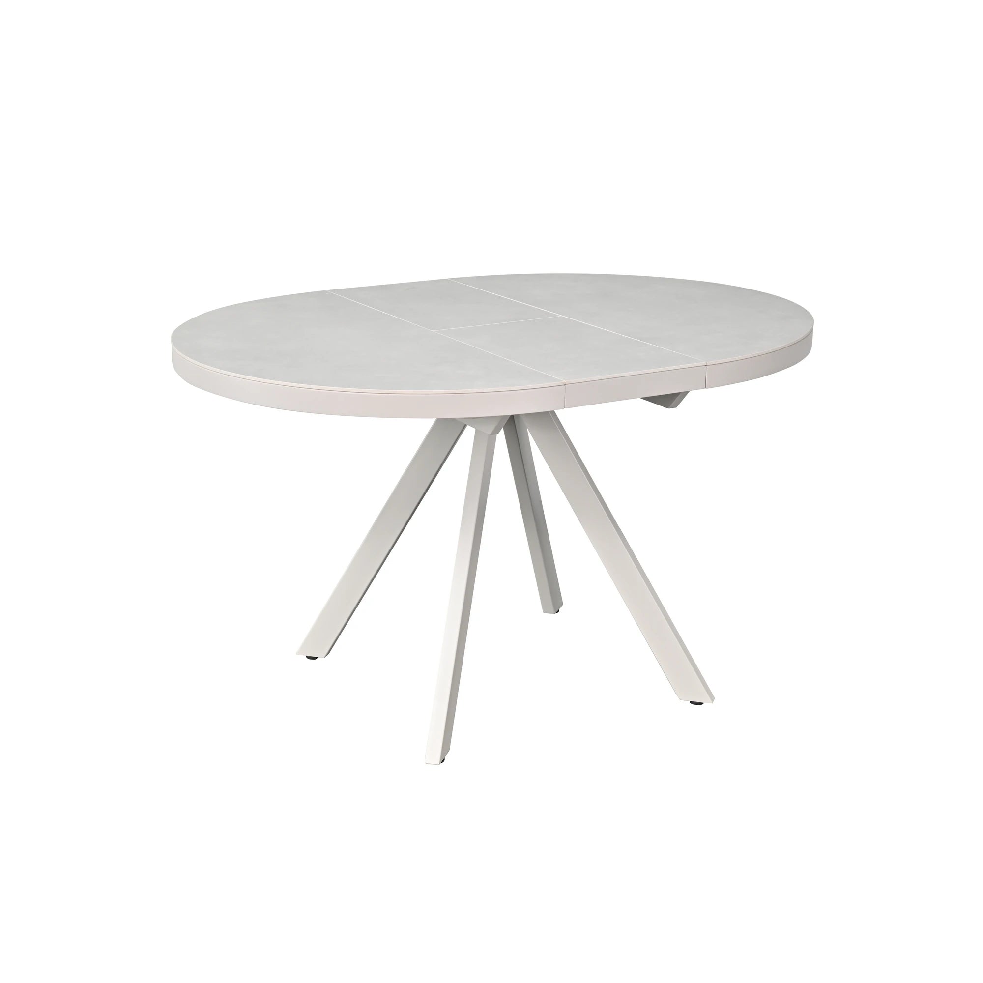 Masa extensibila LIBRA, grej cu efect de piatra travertin, ceramica/metal, 100/130x100x75 cm