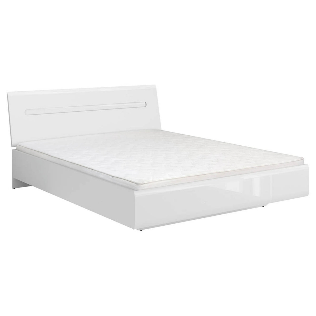 Set dormitor AZTECA TRIO, alb, pat 160x200, dulap cu 3 usi si comoda