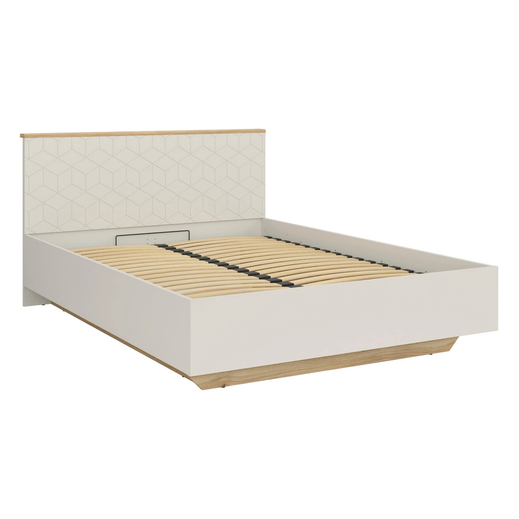 Set dormitor GLAMOUR, casmir/stejar, pat 160x200, dulap cu 3 usi, 2 noptiere si o comoda