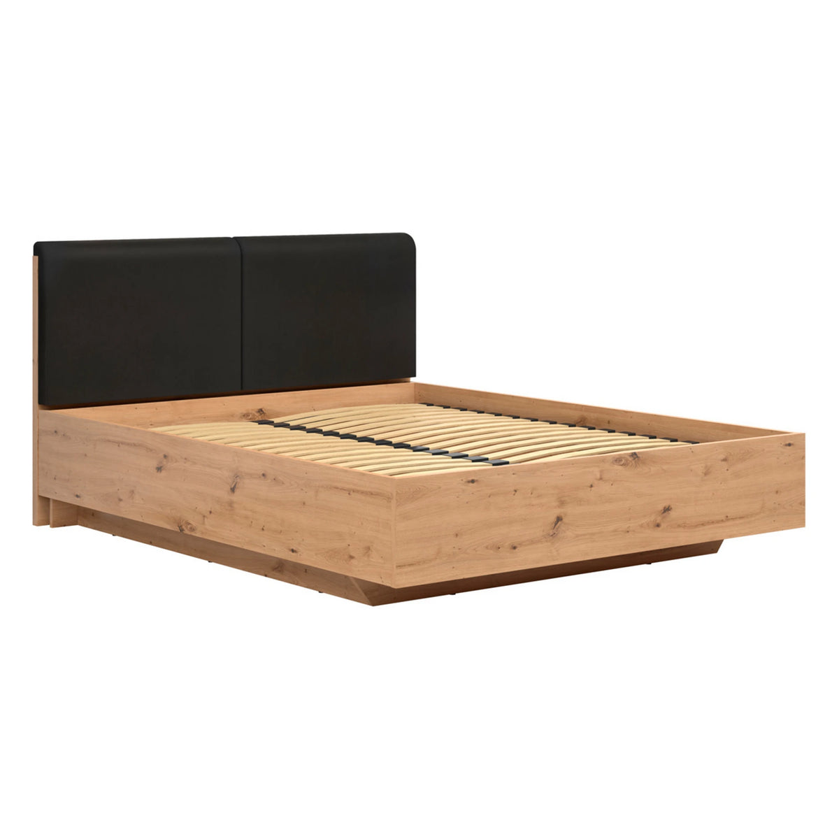 Set dormitor LAMEA, stejar artisan, pat 160x200, dulap cu 3 usi, 2 noptiere si o comoda