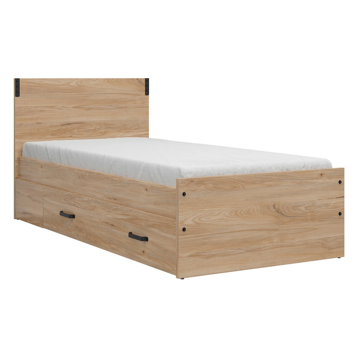 Cadru pat Lara 90x200, frasin, PAL, cu spatiu depozitare