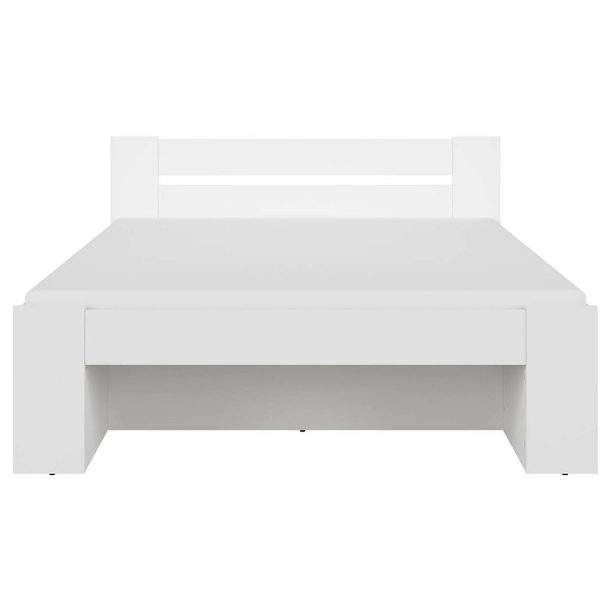 Cadru pat NEPO PLUS 160x200, alb, PAL laminat, cu spatiu depozitare