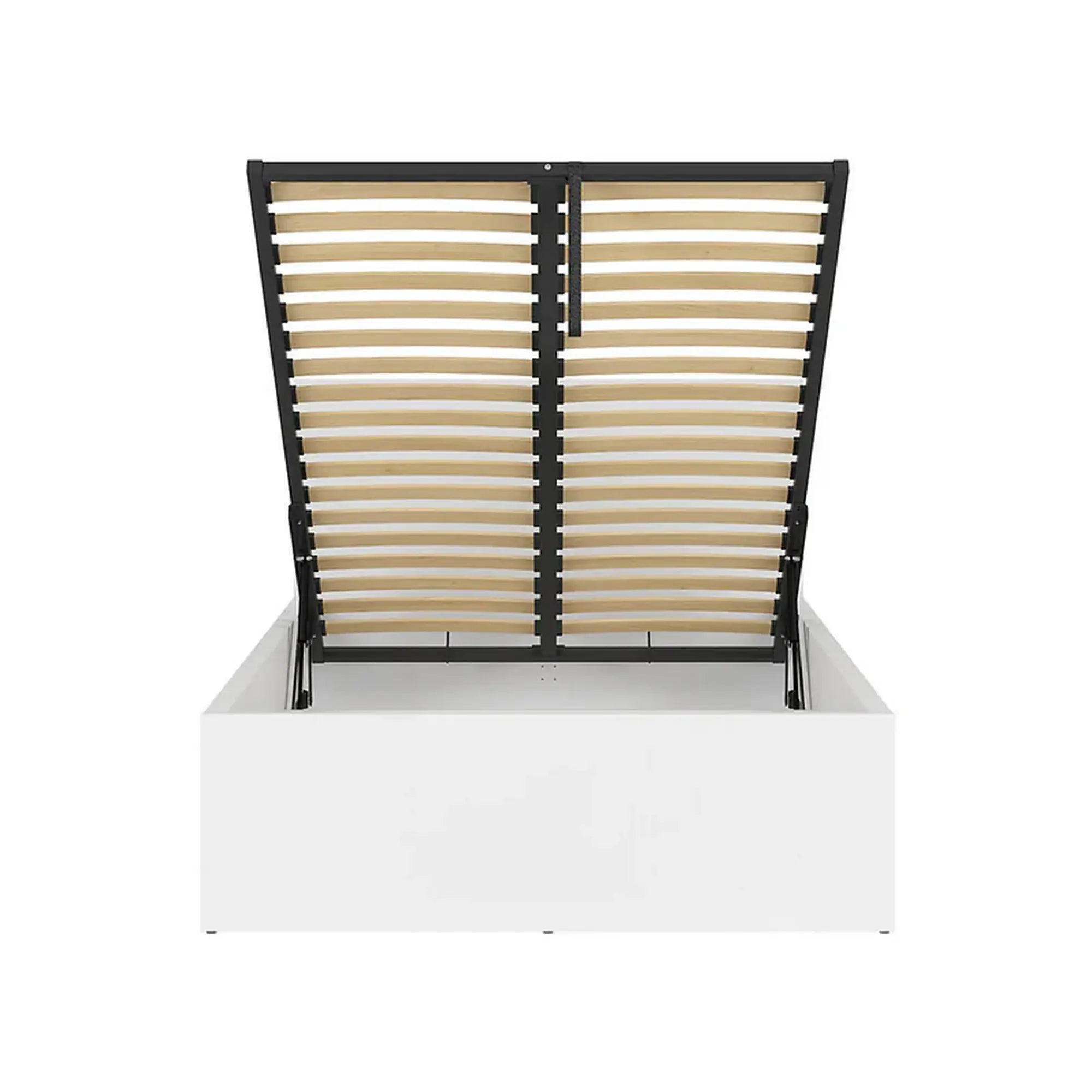 Pat TETRIX 120x200, alb lucios, PAL laminat, cu somiera si lada depozitare